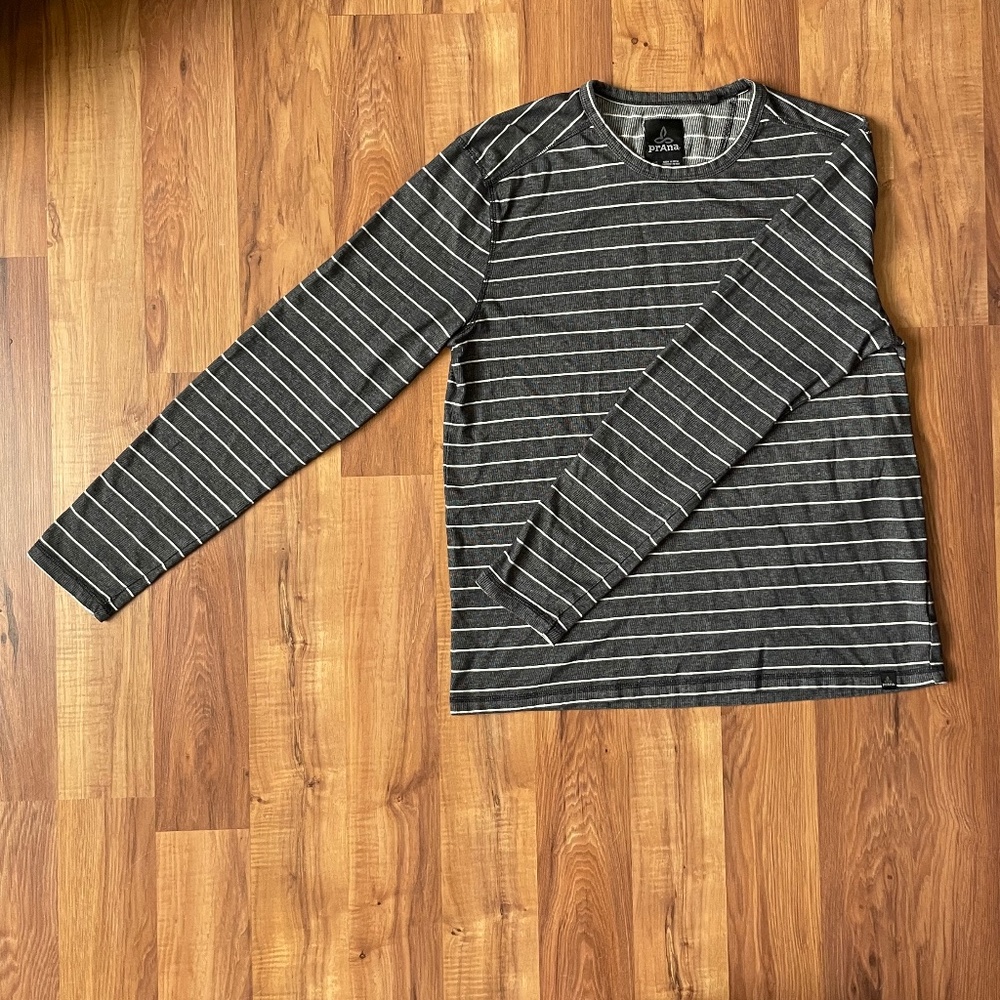 Prana striped longsleeve tech shirt, size L